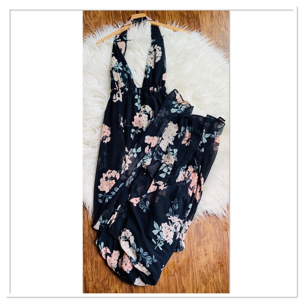 Show Me Your Mumu Fleur De Fun Luna Halter Dress Dark Blue Pink Size Medium